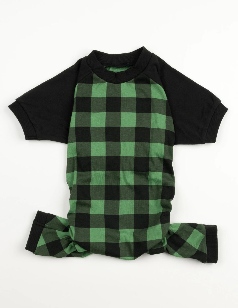 black and green plaid dog pajamas