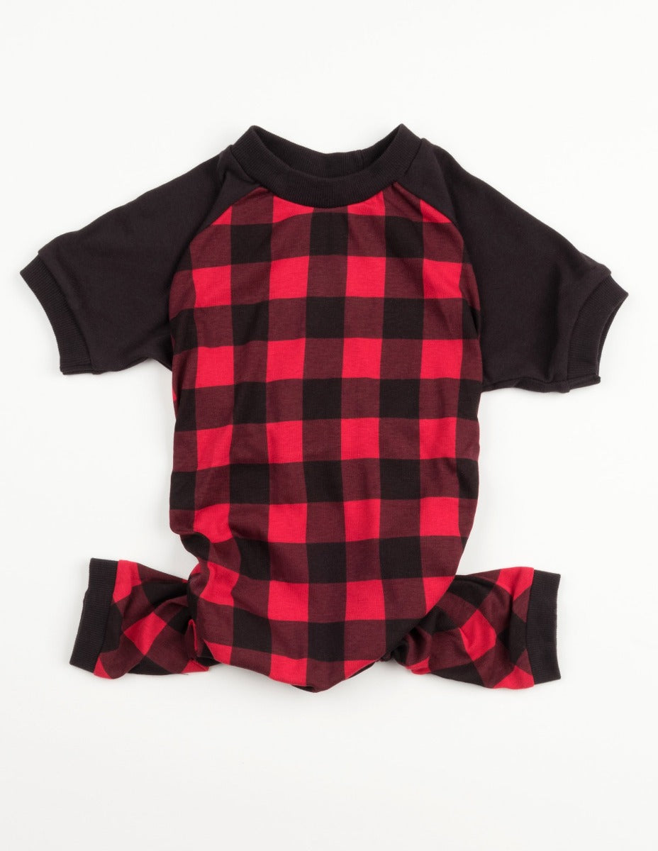 red and black plaid dog cotton pajamas