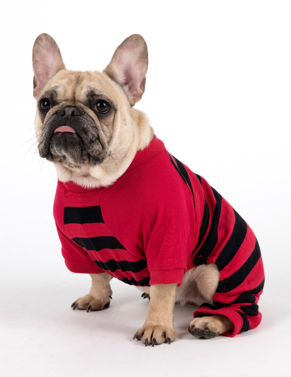dog red and black stripe pajamas