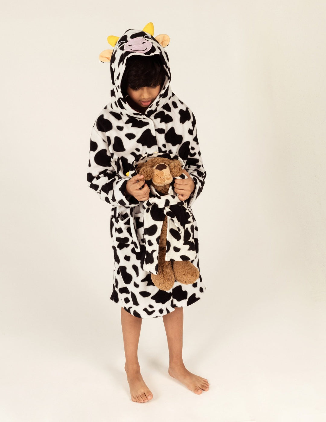cow print girl and doll kids robe