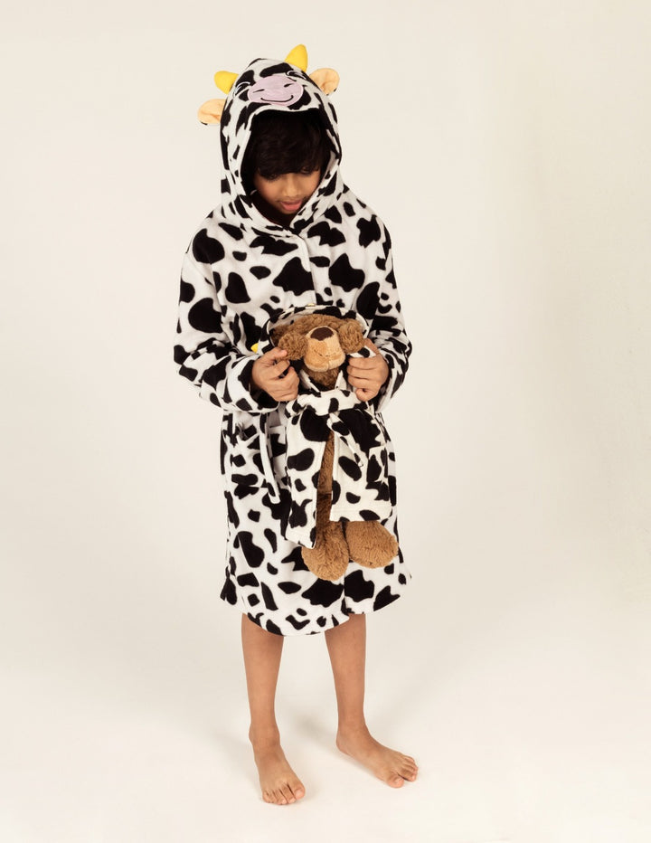 Girl and Doll Fleece Hooded Cow Robe – Leveret Clothing