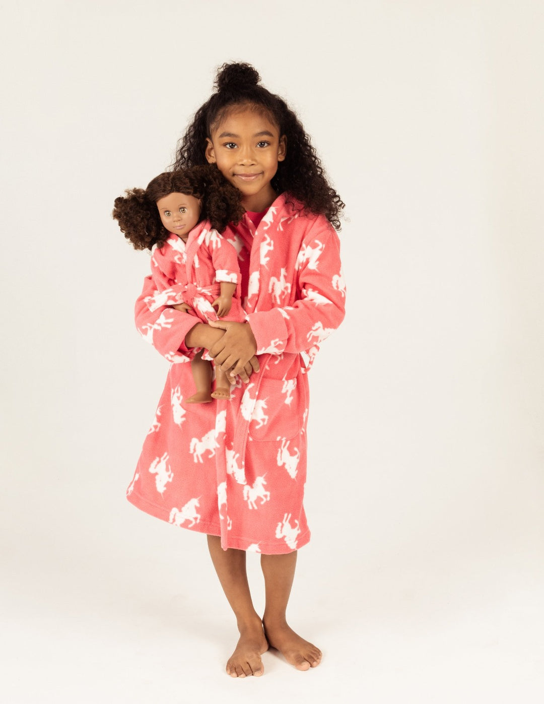 Girl and Doll Fleece Hooded Unicorn Robe – Leveret Clothing