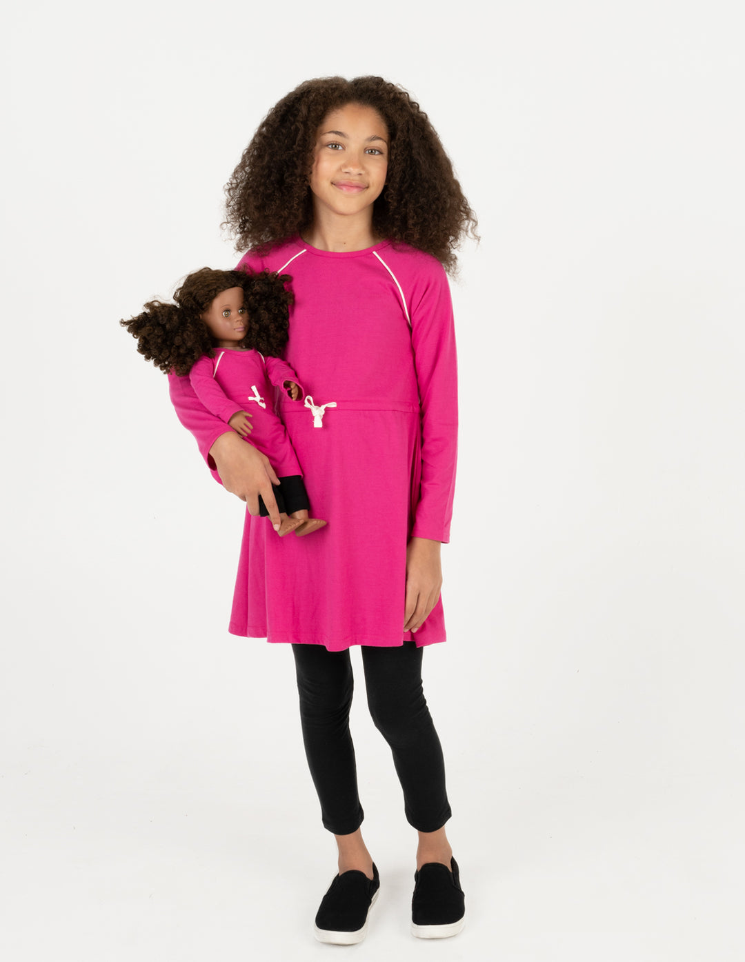 Leveret Matching Girl & Doll Drawstring Dress Colors - Pink - 5Y Leveret Matching Girl & Doll Drawstring Dress Colors - Pink - 5Y