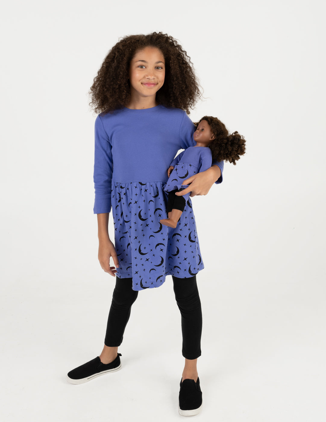 blue moon girl and doll dress