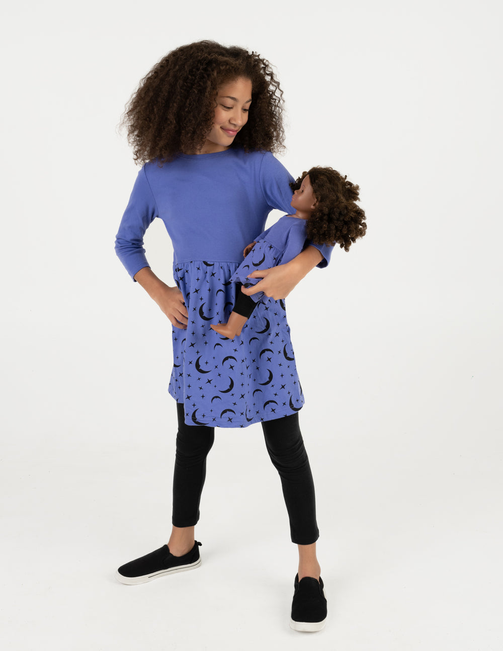 blue moon girl and doll dress
