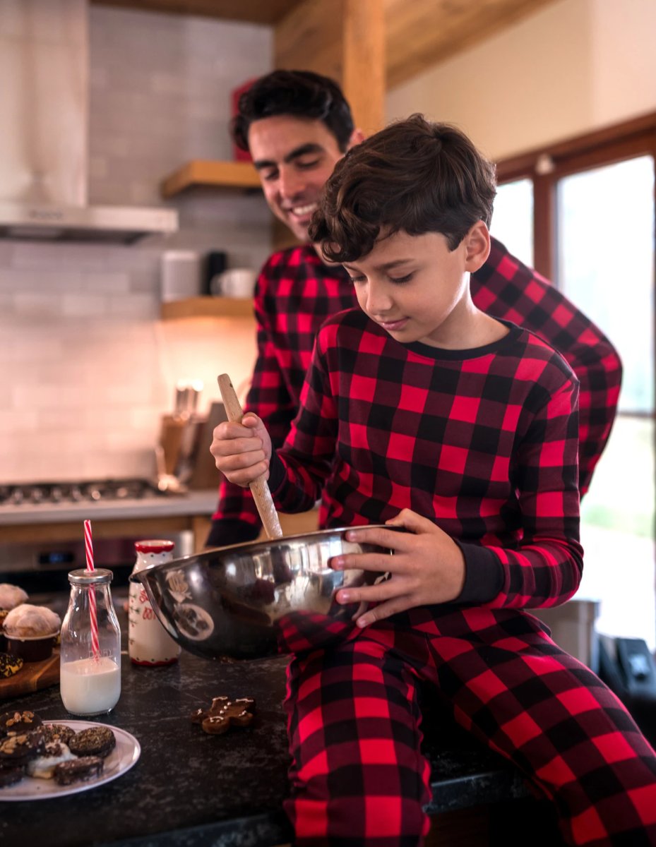 red and black plaid kids cotton pajama