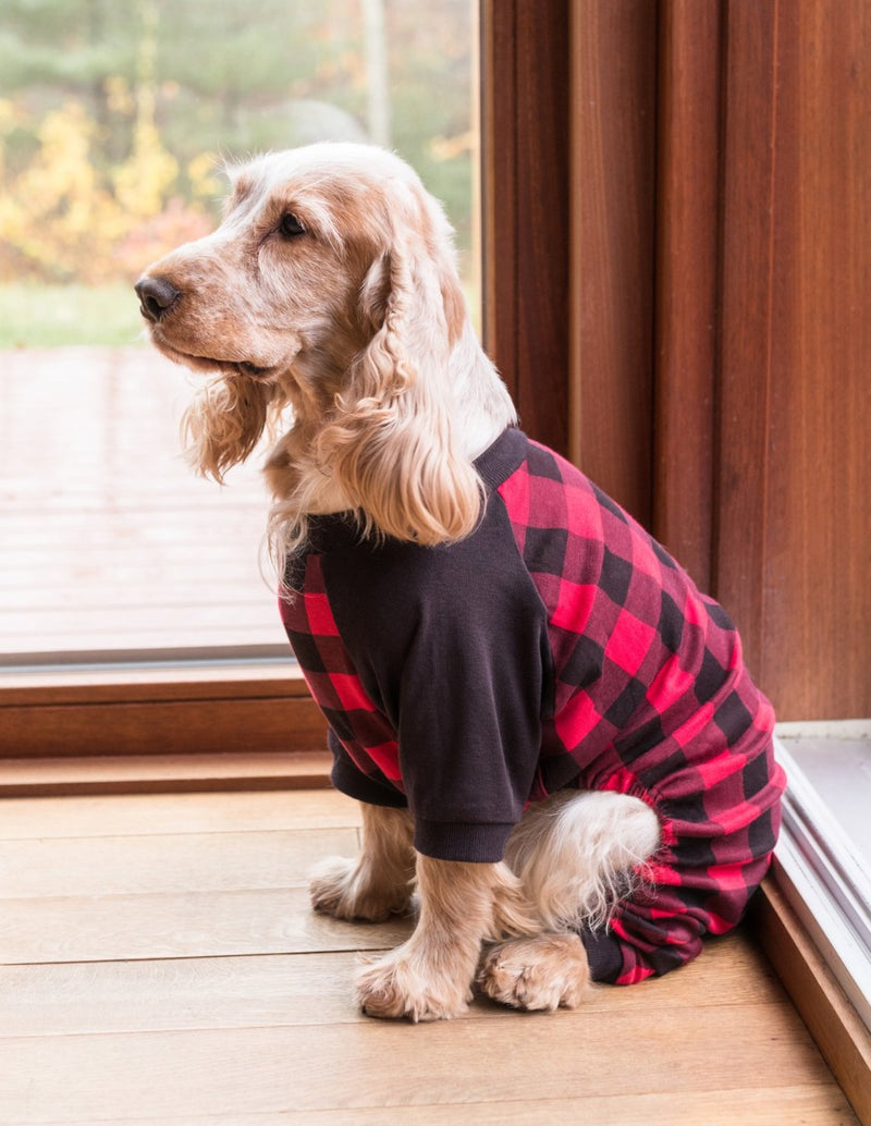 red and black plaid dog cotton pajamas