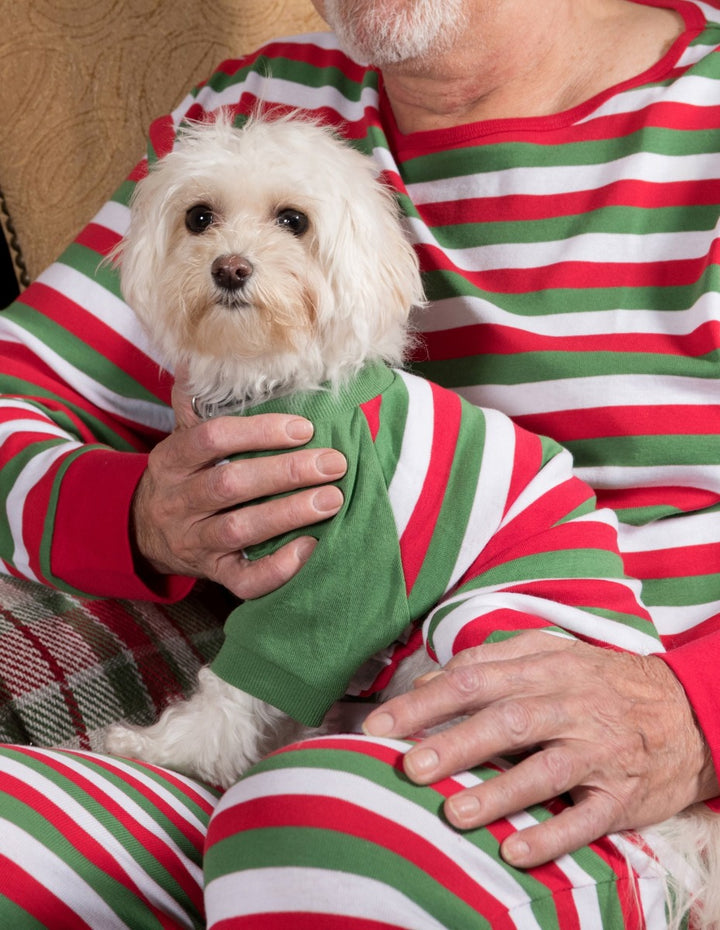 red white and green striped dog pajamas