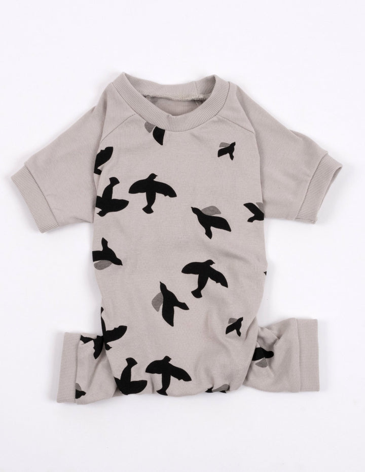 grey birds print dog pajama