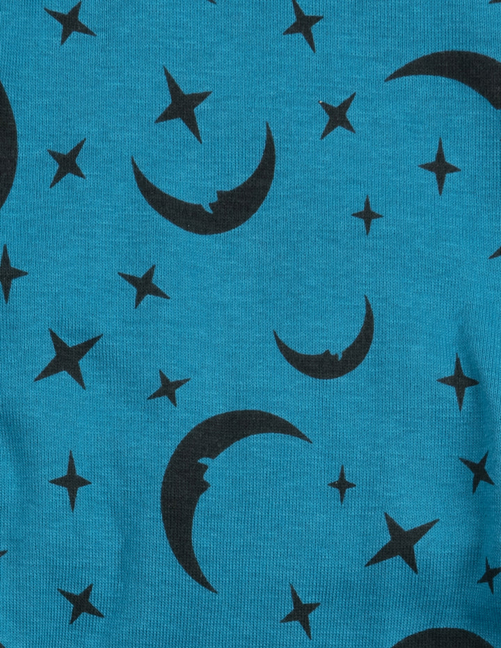 blue moon and stars baby footed cotton pajama