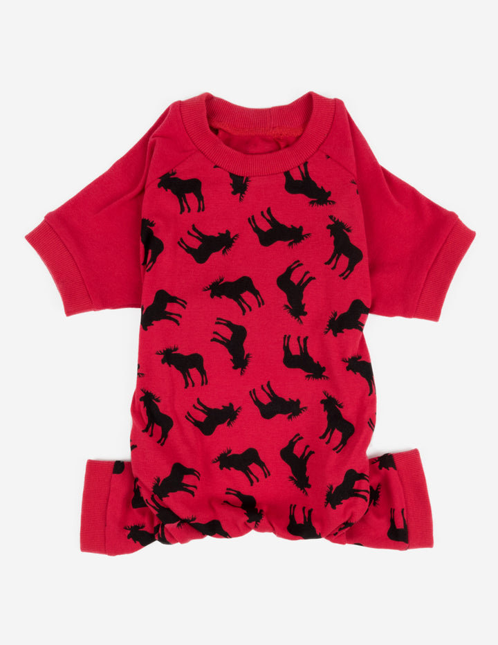 red moose print dog pajama