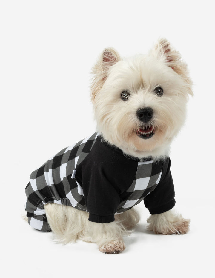 black and white plaid dog pajamas