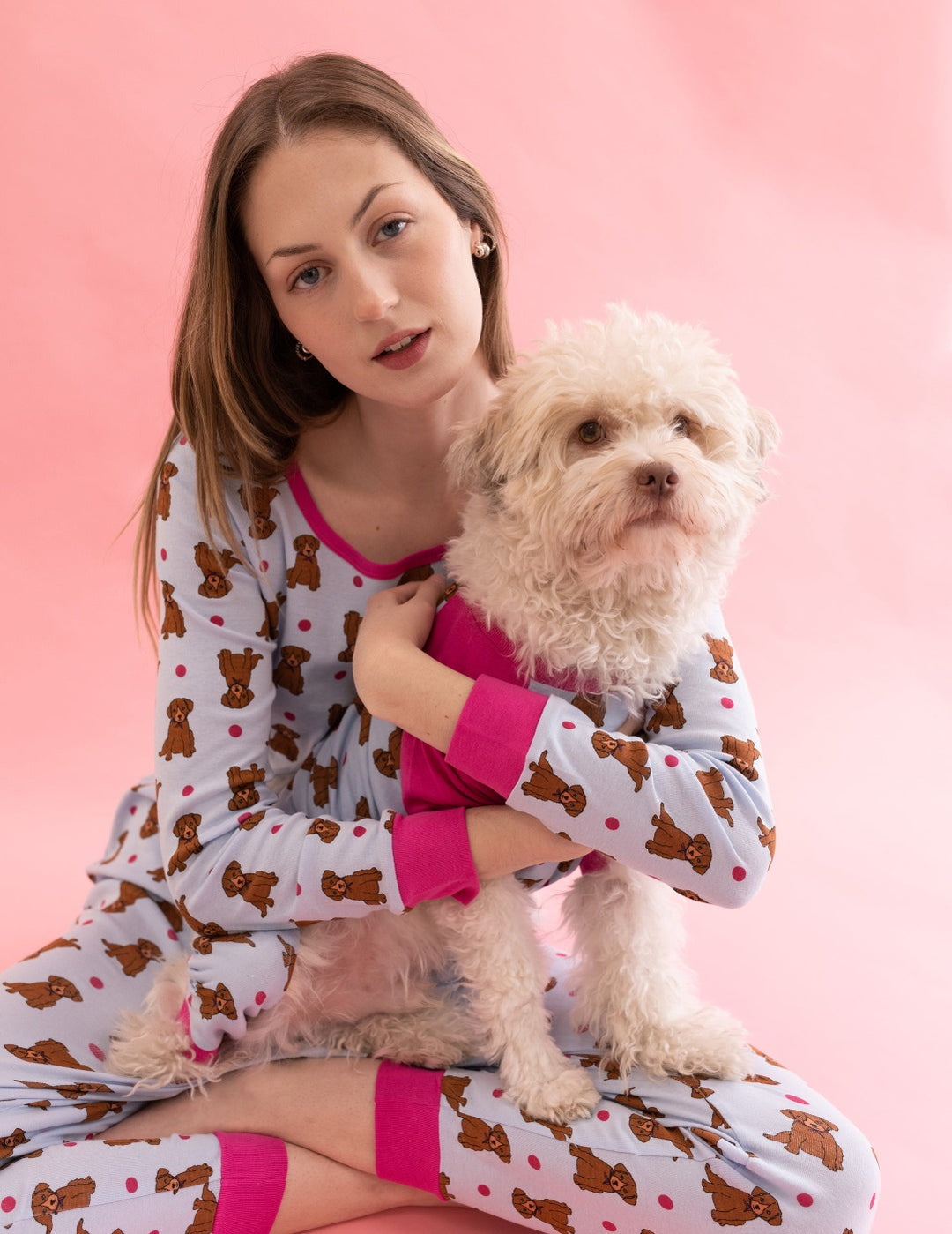 blue puppy print cotton dog pajama