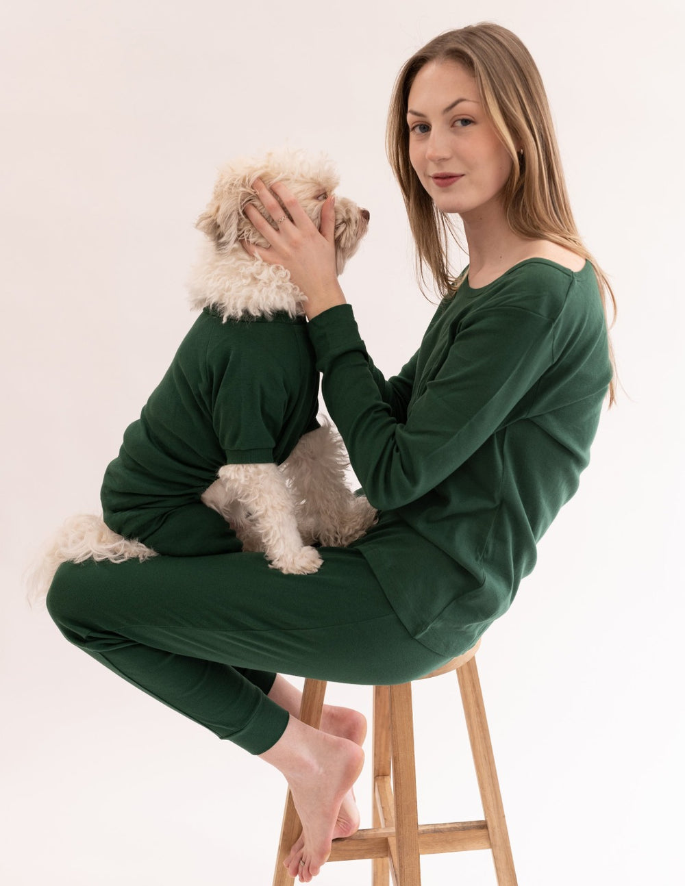 solid dark green dog pajamas