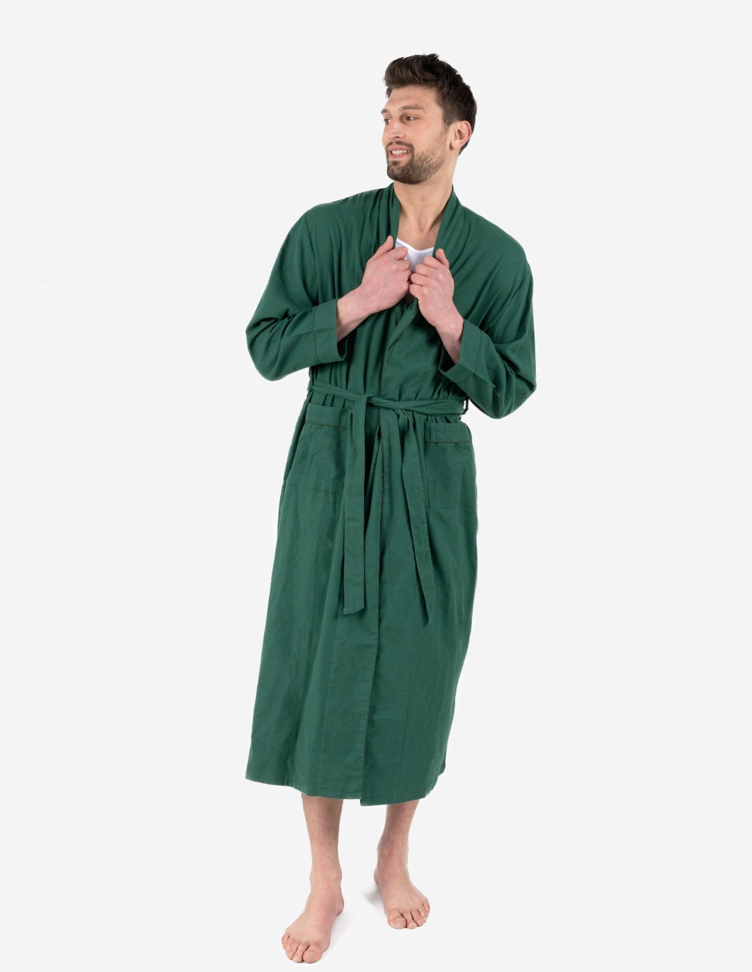 men's green flannel christmas robe