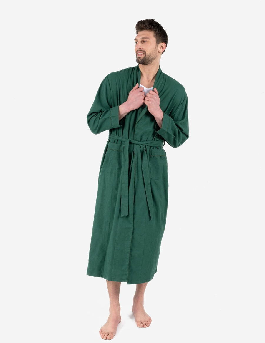Men's Solid Color Flannel Robe Leveret Clothing