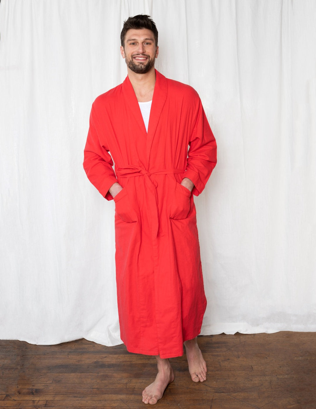 Men's red flannel christmas robe