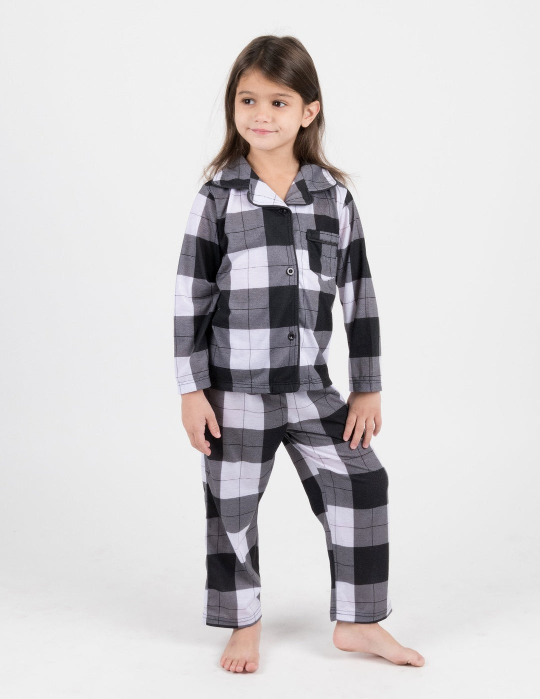 black and white plaid kids flannel pajamas