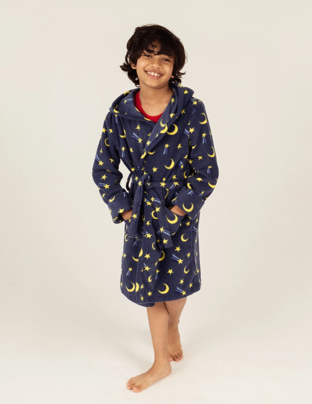 Kids Fleece Hooded Moon Robe β Leveret Clothing