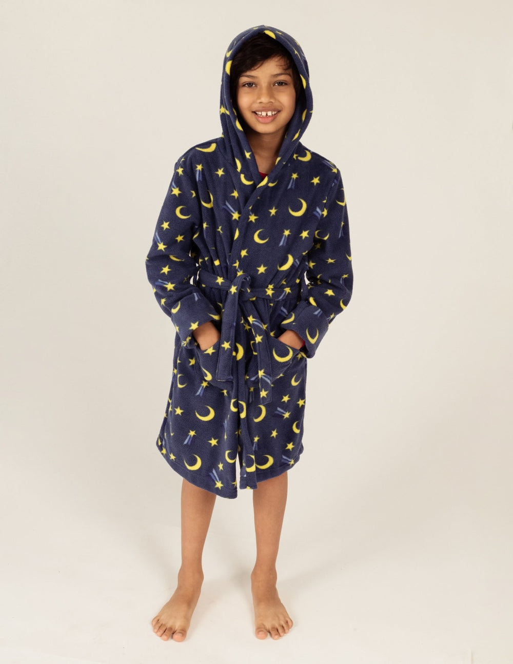 Moon and stars fleece kids robe