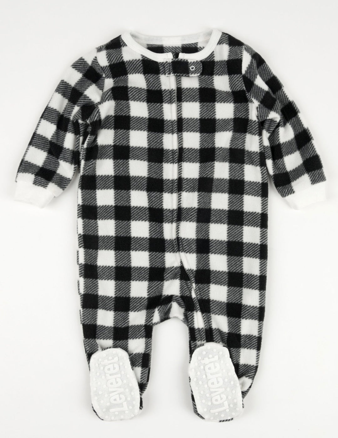 black and white plaid fleece pajamas