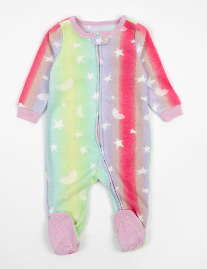 rainbow stars fleece baby footed pajama