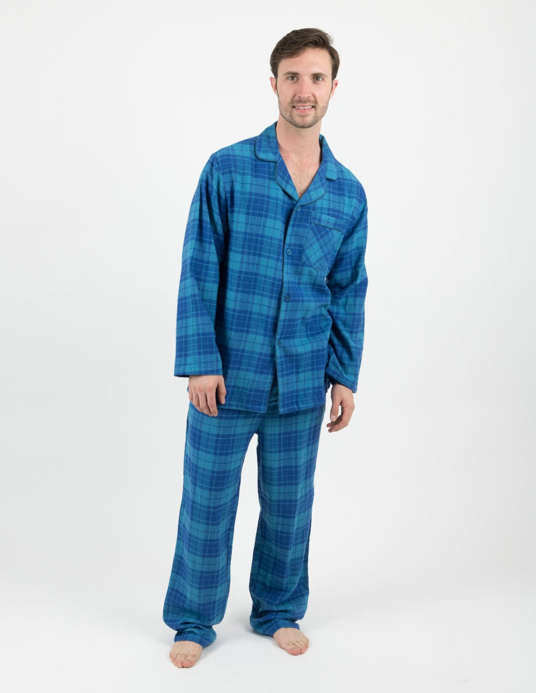 Women's Green Solid Color Flannel Pajamas