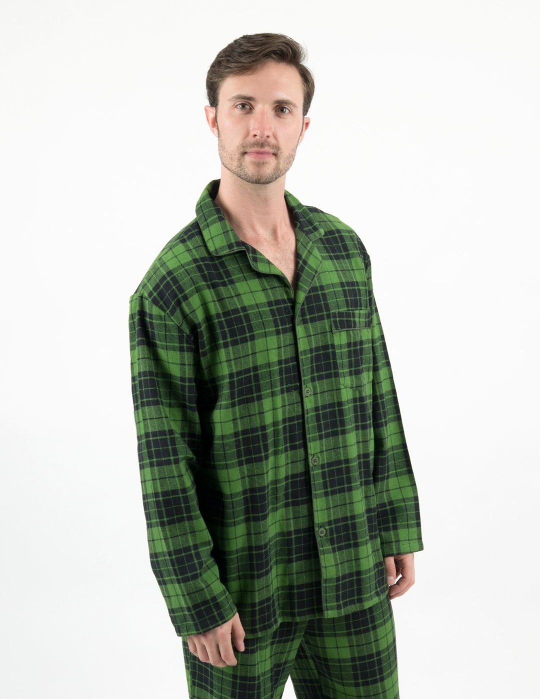 Mens Black & Green Plaid Flannel Pajamas Mens Black & Green Plaid Flannel Pajamas