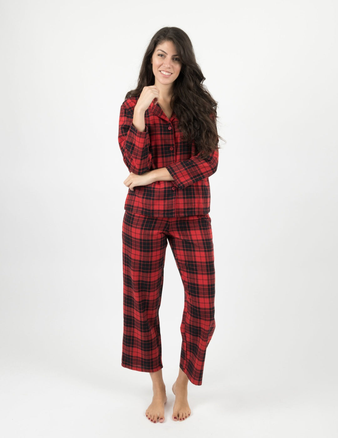 red and black flannel women's pajamas