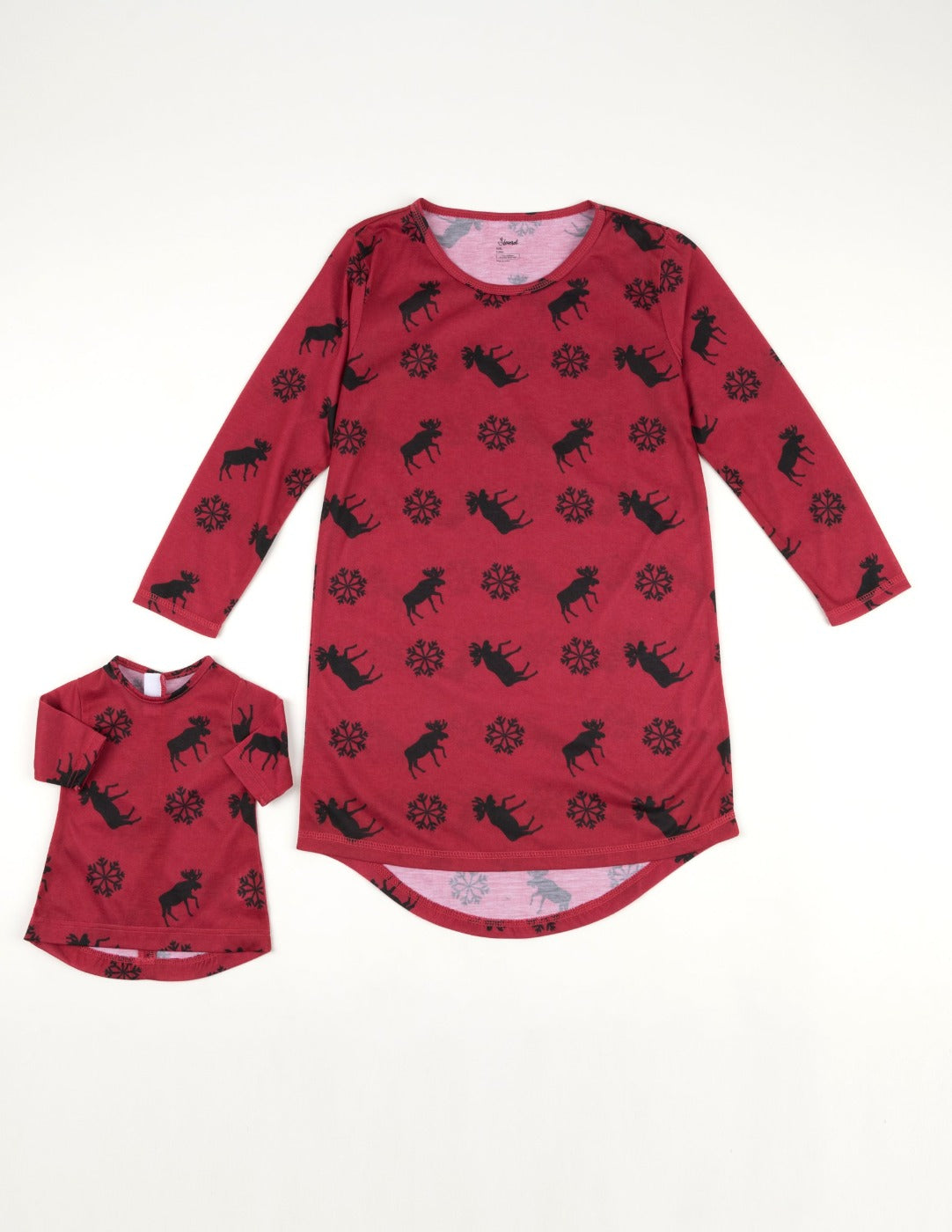 red moose girl and doll nightgown