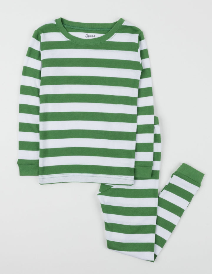 green and white stripes kids cotton pajama