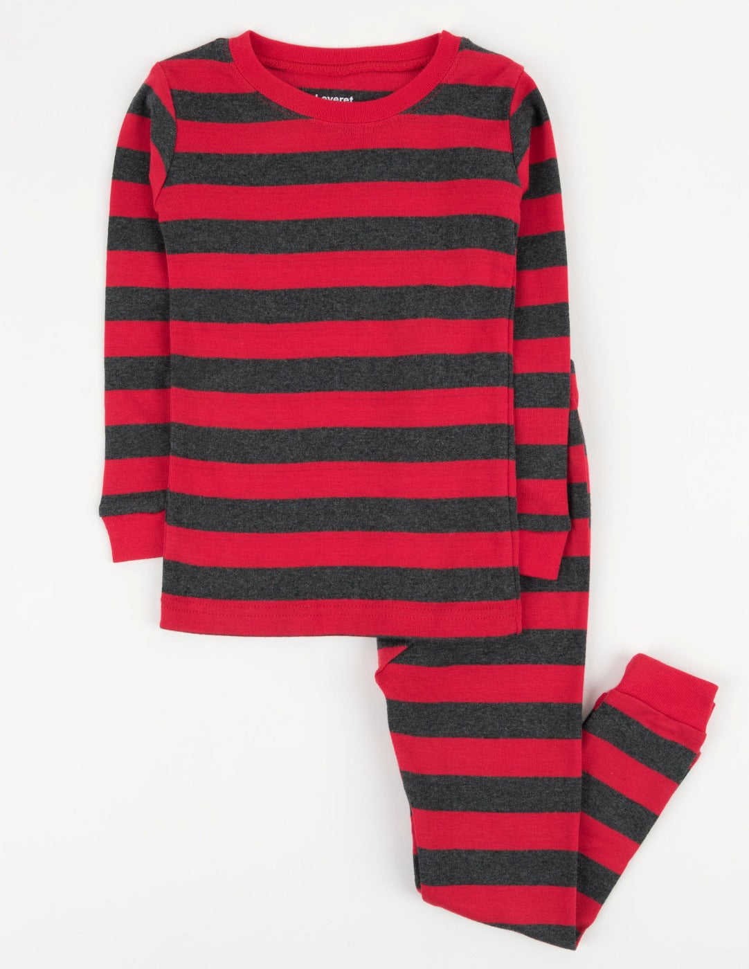 red and grey stripes long sleeve pajamas