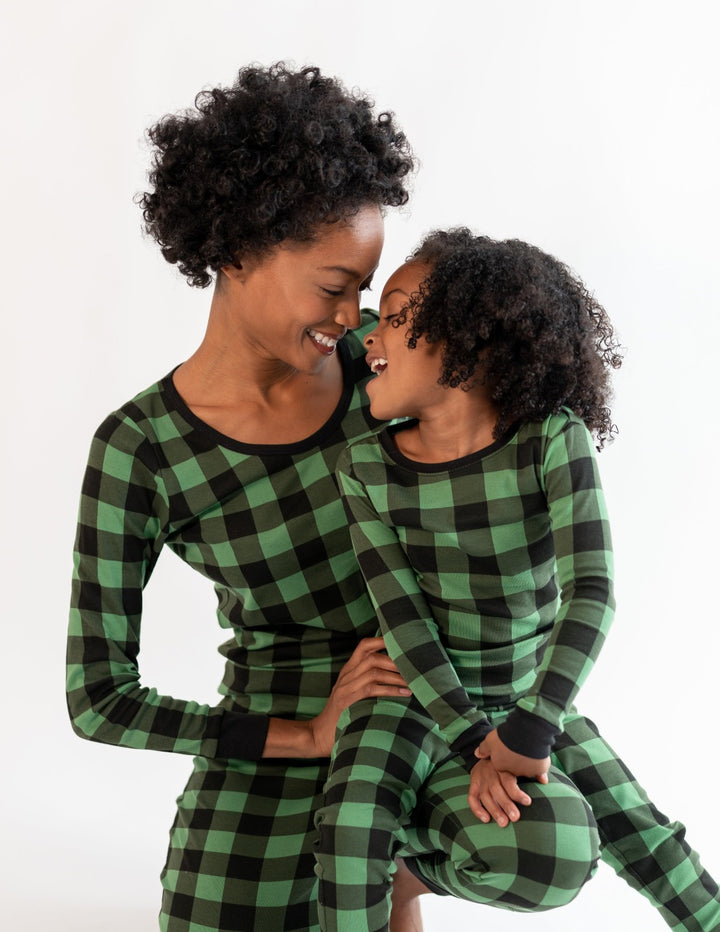 green and black plaid women's cotton pajama