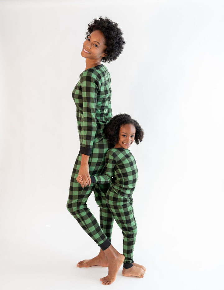 green and black plaid women's cotton pajama
