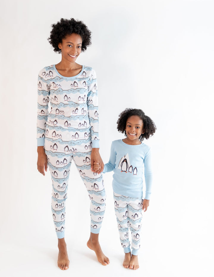 blue penguin print kids cotton pajama