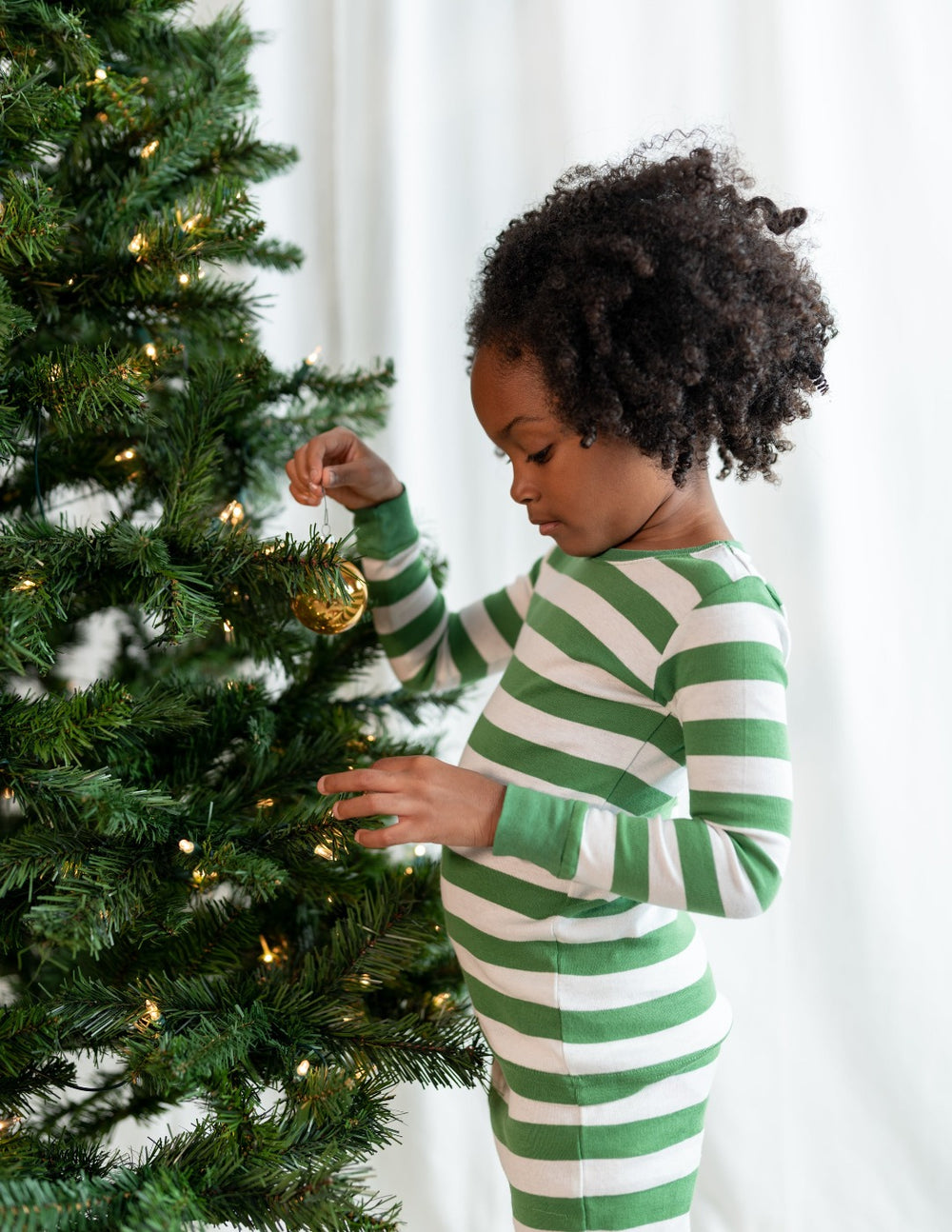 green and white stripes kids cotton pajama