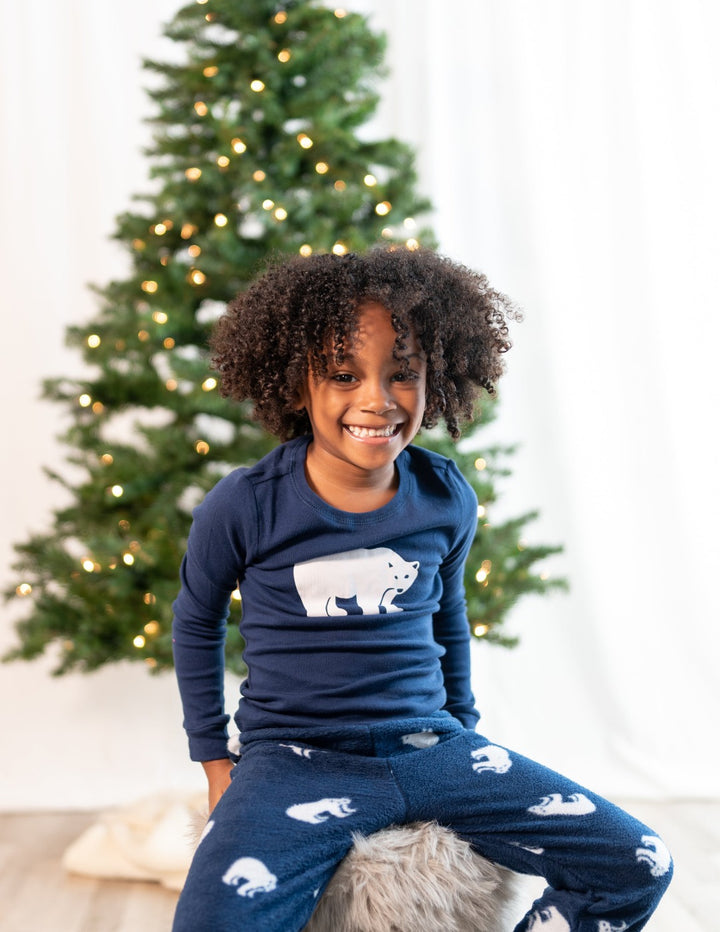 kids fleece polar bear pajamas