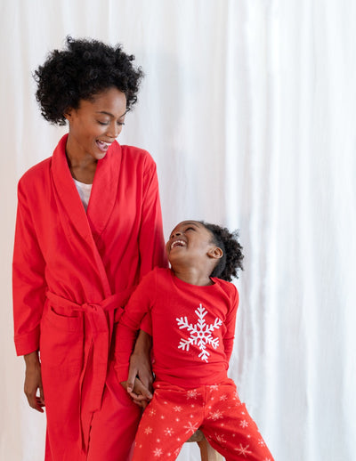 Women's Red Solid Color Flannel Robe – Leveret Clothing