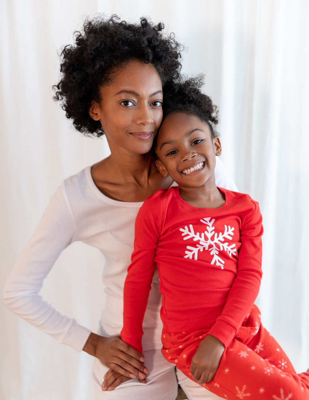 red snowflake fleece and cotton kids pajamas