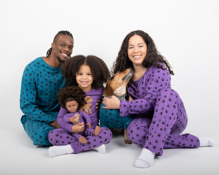 purple dog paw print loose fit cotton women's pajama