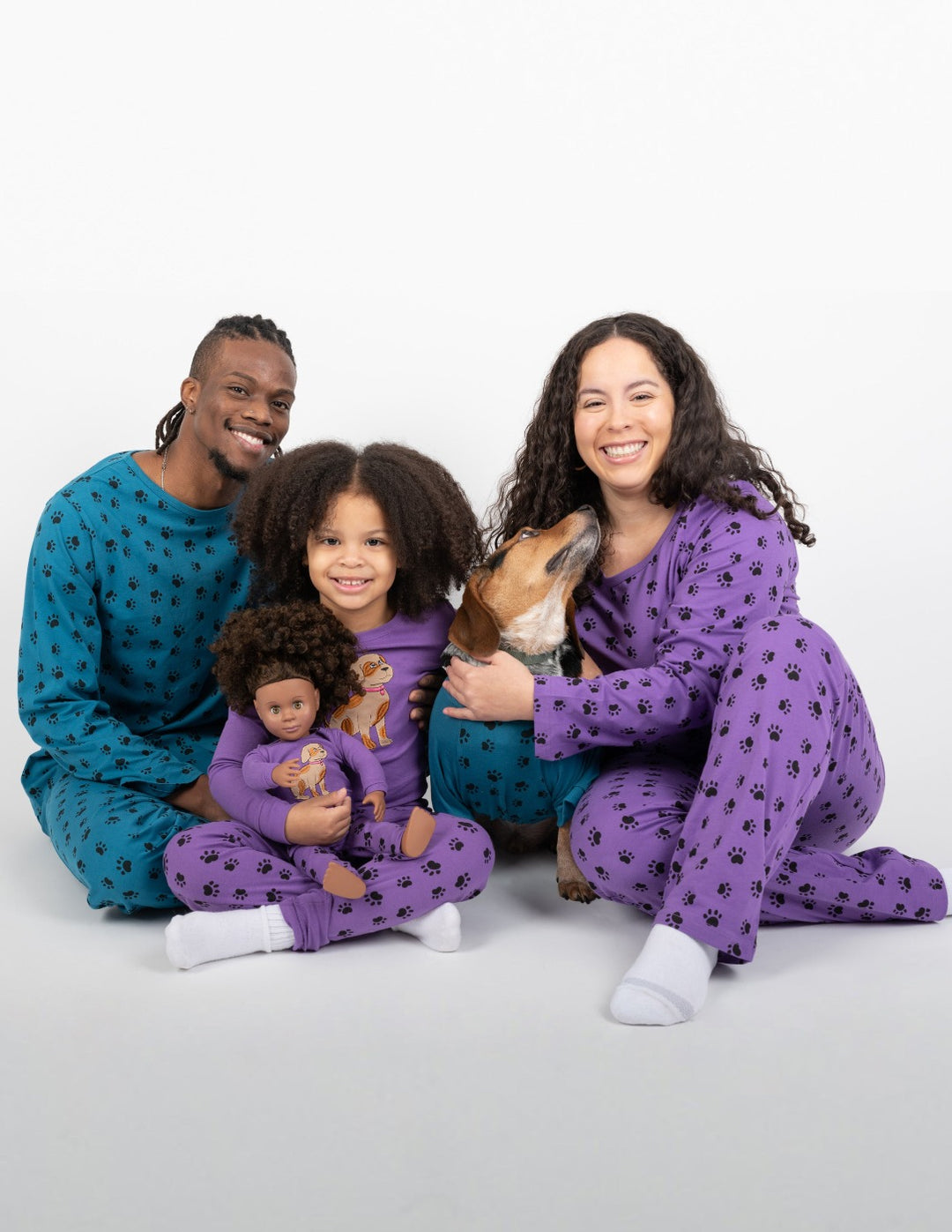 matching family dog paw print pajamas