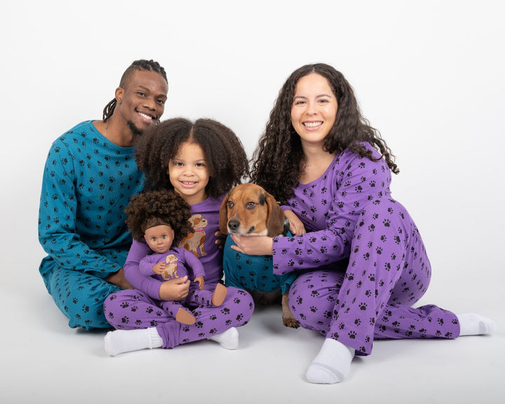 blue dog paw print cotton dog pajamas