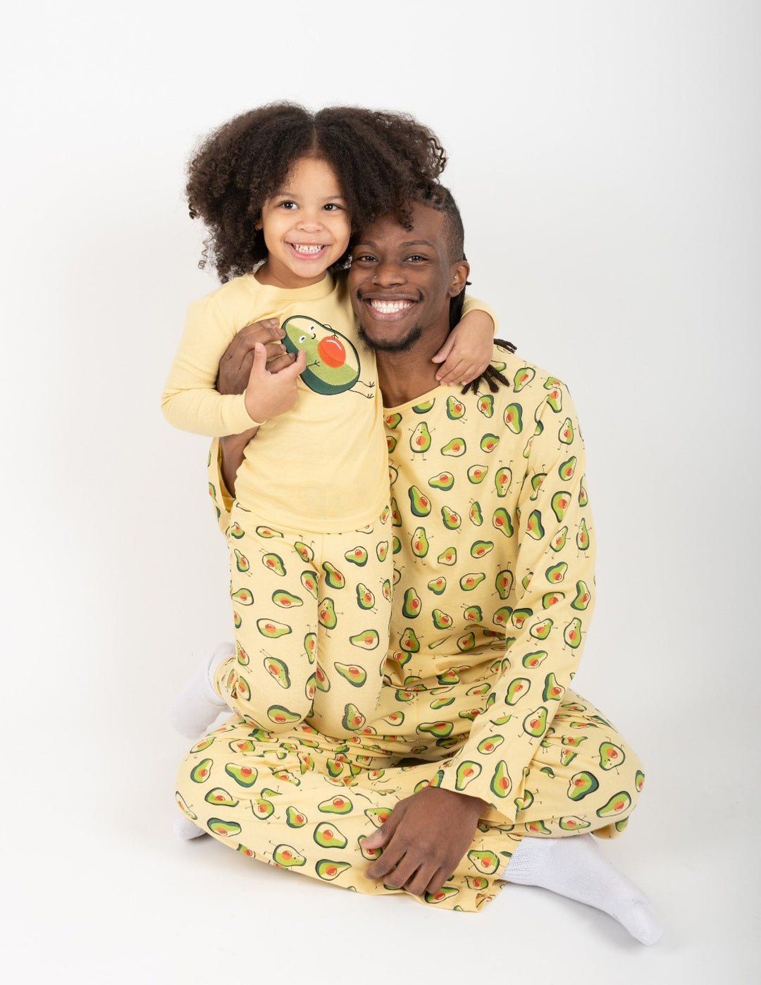 yellow avocado print kids cotton pajamas