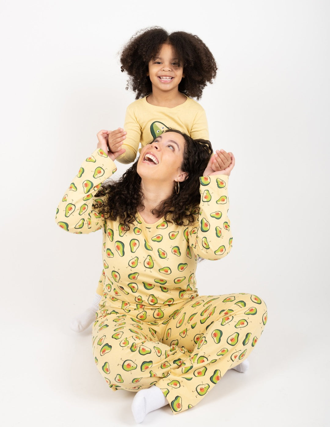 yellow avocado print women's cotton pajamas