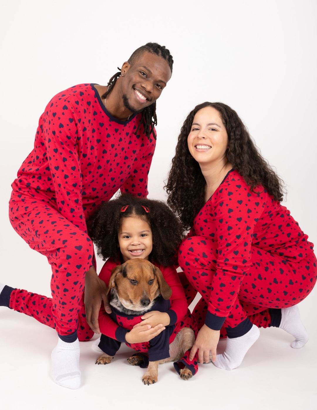 matching hearts family pajamas