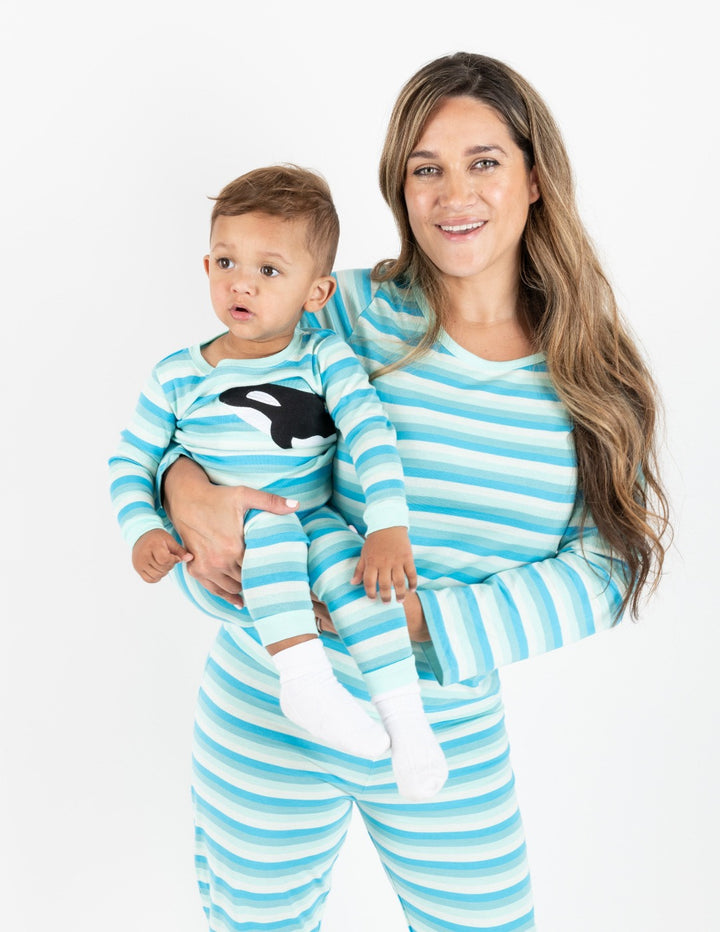 blue striped loose fit women's cotton pajama set