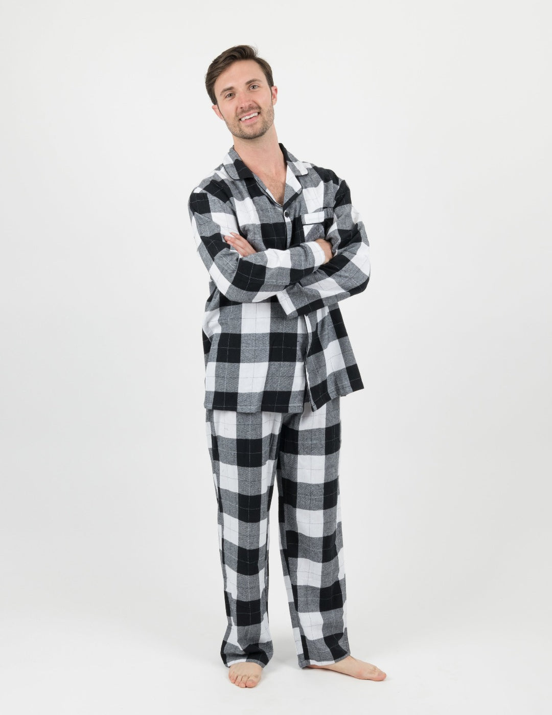 Leveret Mens Black White Plaid Flannel Pajamas – Leveret Clothing