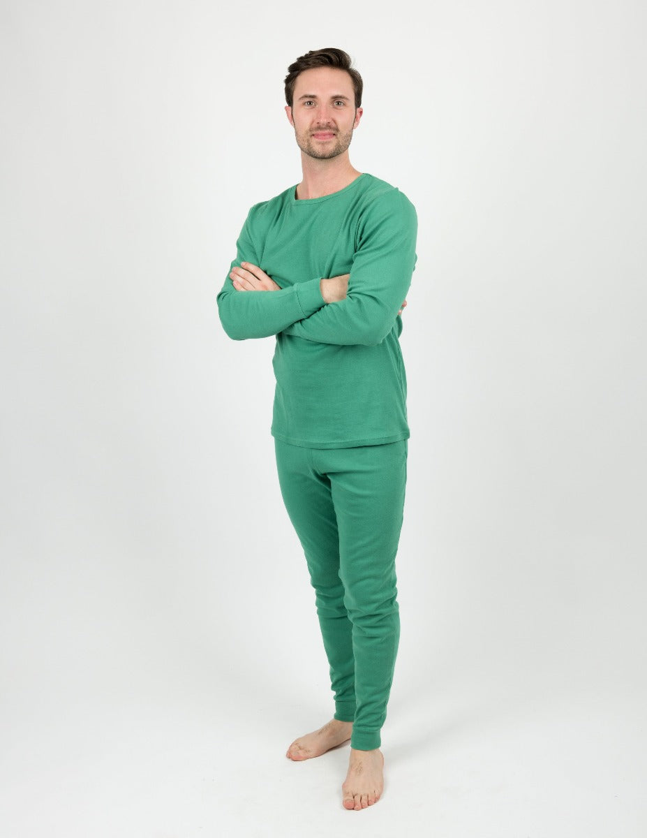 A man wearing Leveret's Solid Color Pajamas 