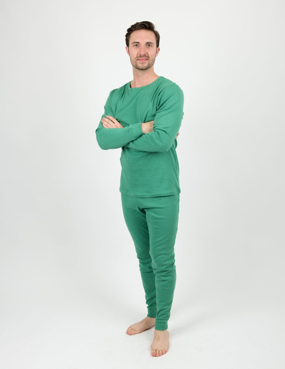 A man wearing Leveret's Solid Color Pajamas