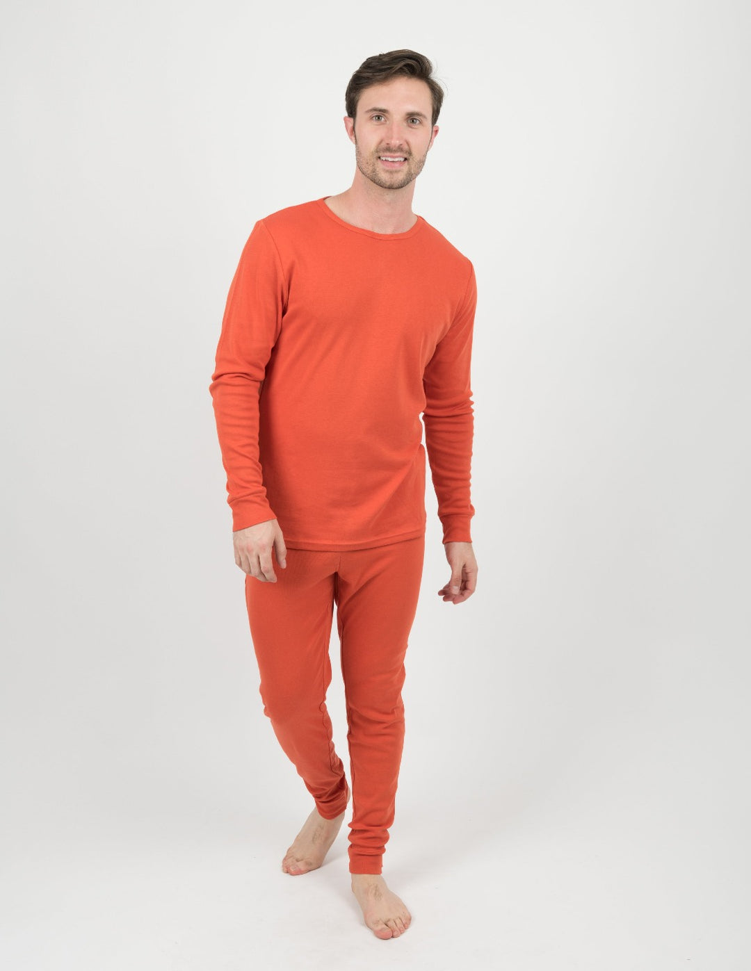 solid color orange men's cotton pajamas